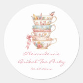 Thee feestje bruiloftsfeest gunstbewijs ronde sticker (Voorkant)