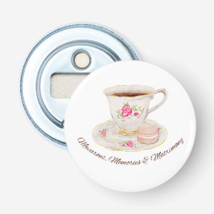 Thee feestje Elegante Bruidsdouche Jonggezellenfee Button Flesopener