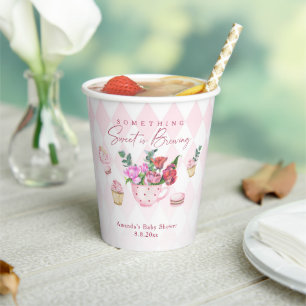 Thee feestje Er broeit iets zoets Baby shower Papieren Bekers