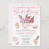 Thee feestje iets zoets brouwt baby shower kaart (Voorkant)