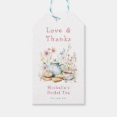 Thee feestje met bloemmotief voor bruid cadeaulabel (Voorkant)