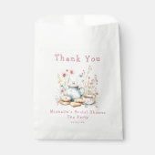 Thee feestje met bloemmotief voor bruidsjonkvrouwe bedankzakje (Voorkant)
