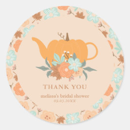 Thee Feestje Pompoen Bruids Shower Bedankt  Ronde Sticker