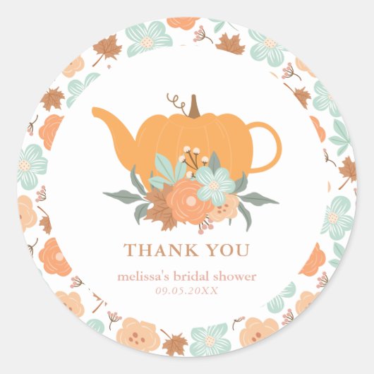 Thee feestje pompoen bruidsmeisjes uitnodiging bed ronde sticker (Voorkant)