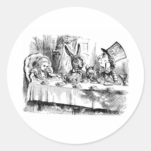 Thee feestje van de Gekke Hoedenmaker Ronde Sticker (Voorkant)