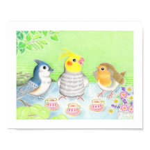 Thee feestje van schattige vogels kinderkamer kuns