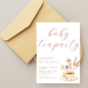 Thee feestje voor baby Elegant script meisje showe Kaart