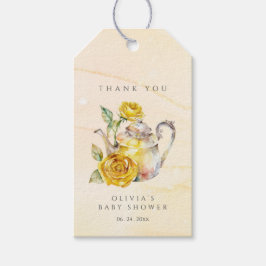 Thee feestje voor babyshower met wilde bloemen cadeaulabel