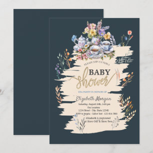 Thee feestje wilde bloemenwei baby shower kaart