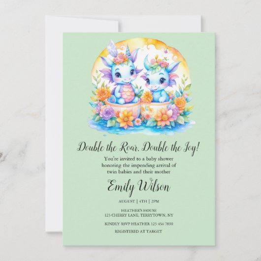 THEE GROENE REGENBOOG BLOEMDRAKEN TWEELINGEN BABY  KAART (Voorkant)