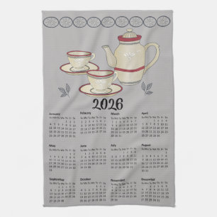 Thee Handdoek Kalender 2026 Cups en theepot