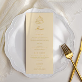 Thee in de middag handgetekende gele bruiloftsborr menu