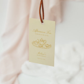 Thee in de middag Handgetekende Gele Bruiloftsdouc Cadeaulabel