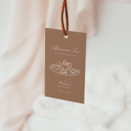 Thee in de middag handgetekende roze bruidsdouche cadeaulabel
