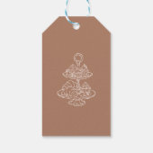 Thee in de middag handgetekende roze bruidsdouche cadeaulabel (Achterkant)