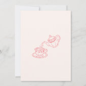 Thee in de middag handgetekende roze bruidsdouche kaart (Achterkant)
