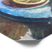 thee in een beker met citroen in de tuin poster (Hoek)