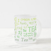 Thee in elke taal in het groen matglas koffiemok (Voorkant rechts)