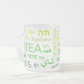 Thee in elke taal in het groen matglas koffiemok (Voorkant links)