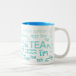 Thee in elke taalkundige Mok in blauw