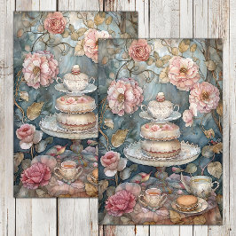 THEE IN HET ROOS TUIN DECOUPAGE TISSUE PAPIER