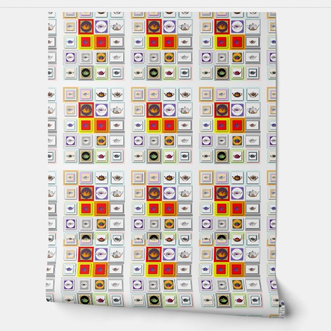 Thee kan Collage Keuken Behang (Afrollen)