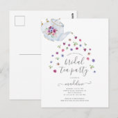 Thee kan Florale Bruiloft Thee Feest Uitnodiging (Voorkant / Achterkant)