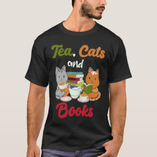 Thee Katten en Boeken Kat Boekenwurm Thee Drinker T-shirt