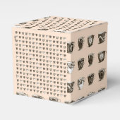 Thee & koffie kopjes op perzik bedankdoosjes (Voorkant Zijde)