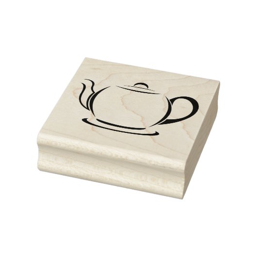 Thee/Koffiepot Houten Blok Opgezette Rubberstempel (Stempel)