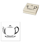 Thee/Koffiepot Houten Blok Opgezette Rubberstempel (Gestempeld)