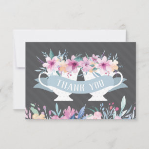 Thee Kopje Dankkaart met Bloemen Bedankkaart