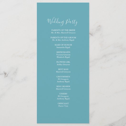 Thee Lengte Strand Trouwprogramma's Zeepaardjes Programmakaart (Achterkant)