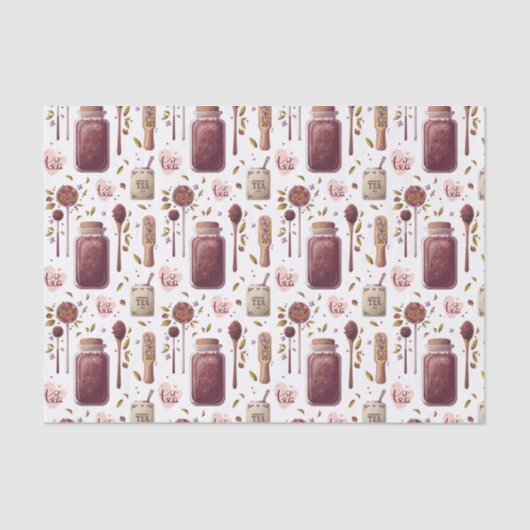 Thee liefhebbers Collage - Theepotjes en Kruiden Tissuepapier (Voorkant)