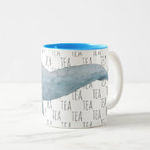 Thee Marine Zoogdier Waterverf Blauwe Walvis Tweekleurige Koffiemok (Voorkant rechts)