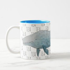 Thee Marine Zoogdier Waterverf Blauwe Walvis Tweekleurige Koffiemok