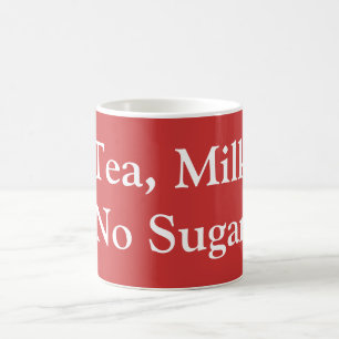 thee, melk, geen suiker koffiemok
