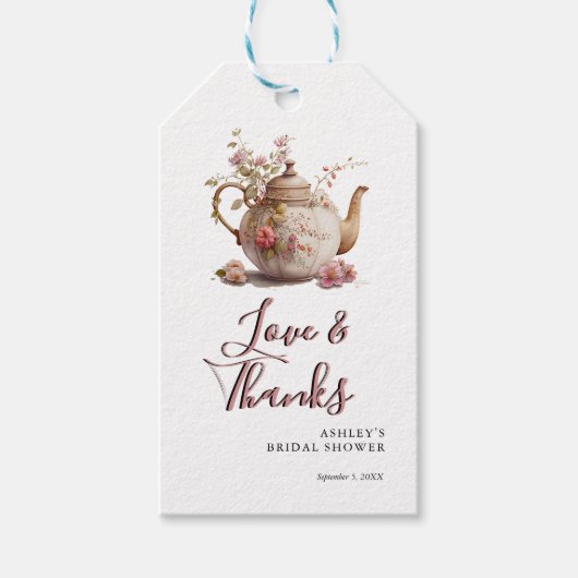 Thee met Bloemen | Trouwfeest Dank je Cadeaulabel (Voorkant)