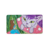 Thee met Cheshire cat Button Classic Round Sti Etiket (Voorkant)