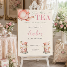 Thee met de aanstaande moeder Roze babyshower welk