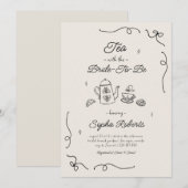 Thee met de Bruid om te Trouwen Handgetekende Brui Kaart (Voorkant / Achterkant)