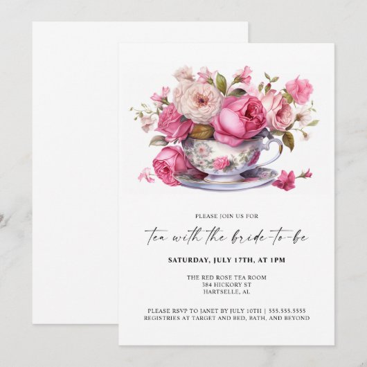 Thee met de bruid-to-be Vrijgezellenfeest Tea Part Kaart (Voorkant / Achterkant)