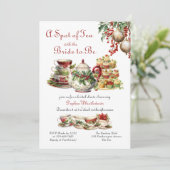 Thee met de bruid Vintage Christmas Vrijgezellenfe Kaart (Staand voorkant)