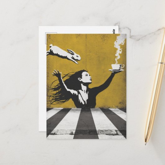 Thee met de Bunny urban street art graffiti Briefkaart (Voorkant / Achterkant in situ)