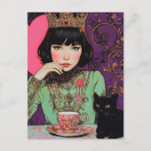 Thee met de Kat en de Koningin Briefkaart (Voorkant)