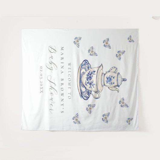 Thee met de moeder Baby shower Foto Achtergrond Te Wandkleed (Voorkant (horizontaal))