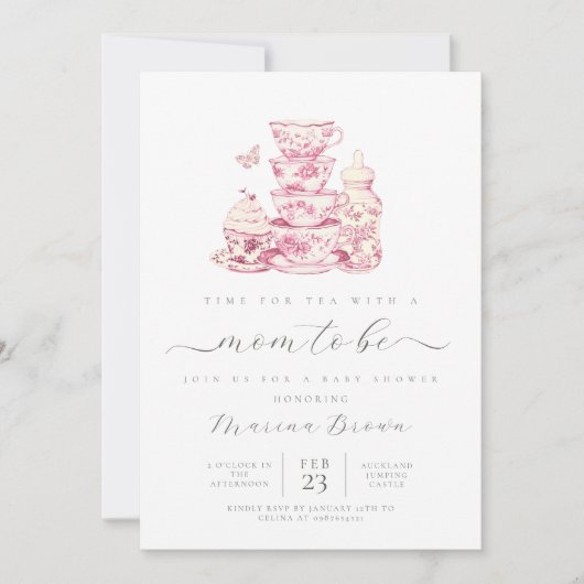 Thee met de moeder om baby shower te zijn kaart (Voorkant)