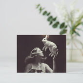 Thee met het konijn zwart en wit briefkaart (Staand voorkant)