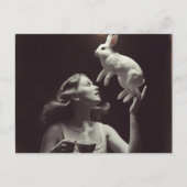 Thee met het konijn zwart en wit briefkaart (Voorkant)