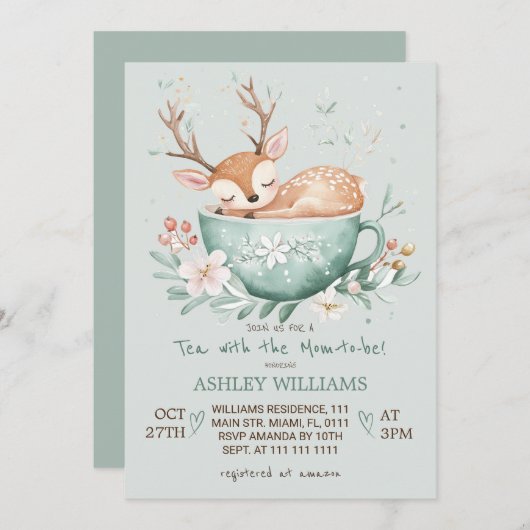 Thee met het mama-to-be Baby shower Kaart (Voorkant / Achterkant)